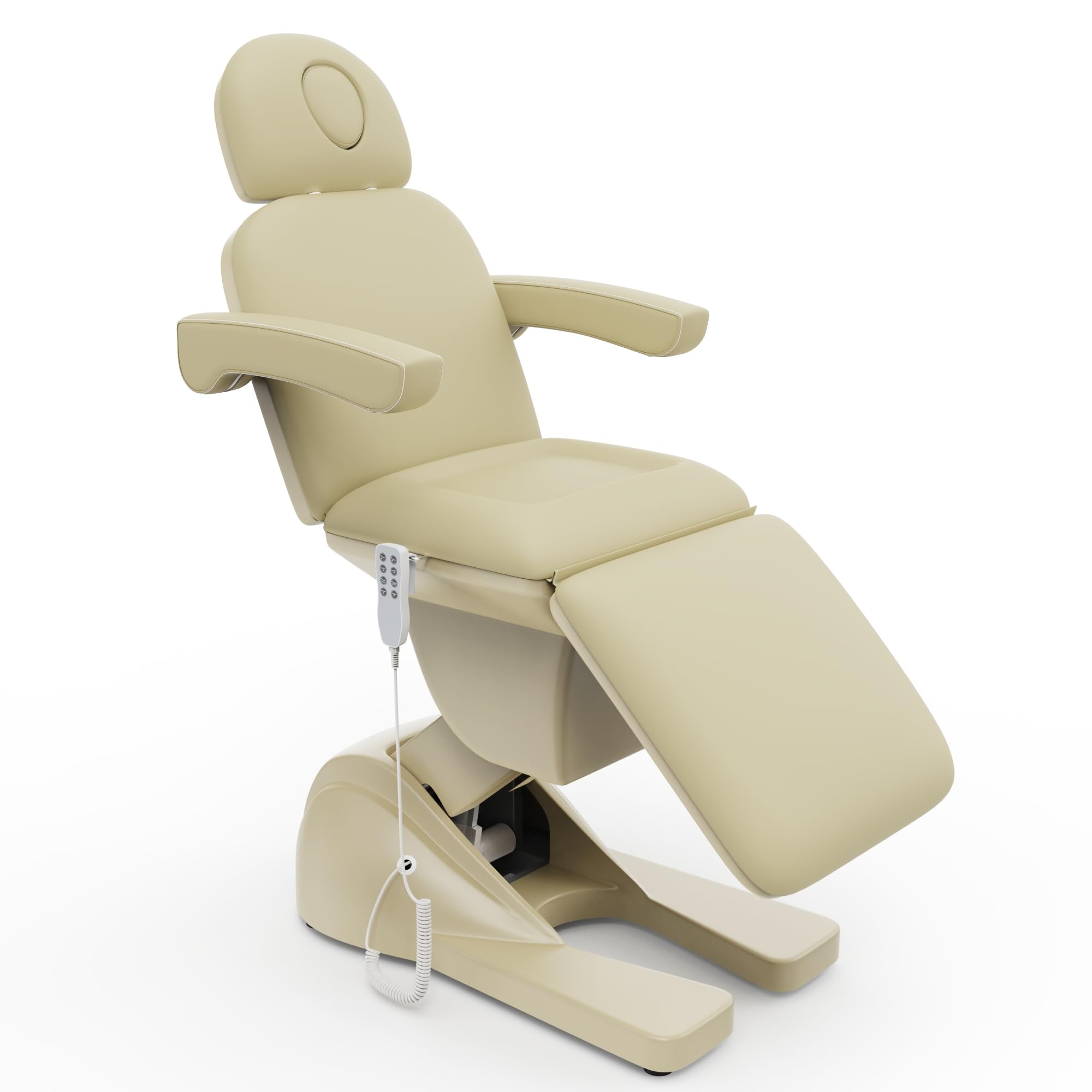 3 Motor Electric Chair/Bed, Aluminum Hydraulic System for Medical Treatment Exam, Facial, Spa, Eyelash, Tattoo, Podiatry Treatment Beauty Massage, Hand Remote Controlled Adjustable (Beige Gray)