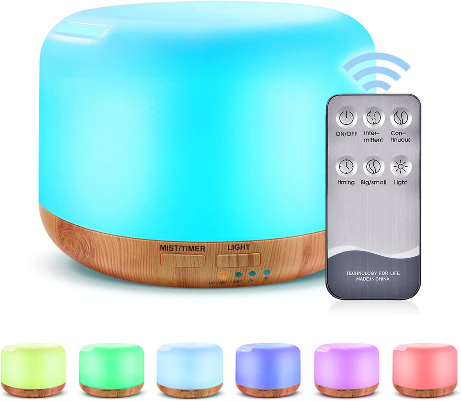 Diffusore Di Aromi E Umidificatore WD&CD 1000ml Con Telecomando, 7 Colori LED, Spegnimento Automatico