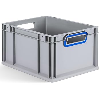 aidB Eurobox NextGen 2.0 - 400x300x220mm   Stapelbare 20L Kunststoffbox mit offenen Griffen   Lagerbox f r Aufbewahrung Transport & Organisation   Industriequalit t - inkl. ColorClips in Blau