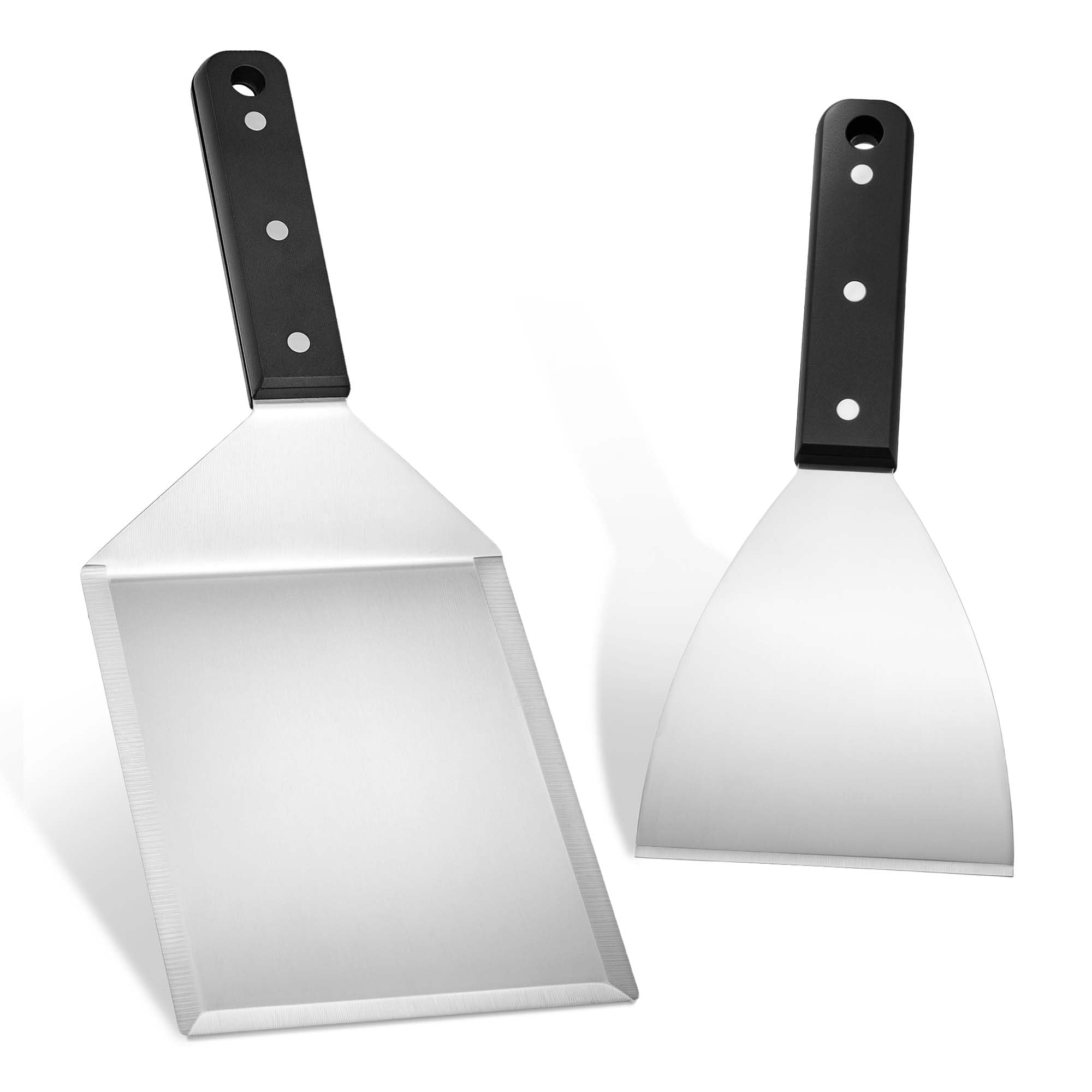 Joyfair BBQ Burger Turner and Griddle Scraper Set, Stainless Steel Griddle Barbecue Grill Tools Set with ABS Handle, Professional Accessories for BBQ Flat Top Grill Teppanyaki, Dishwasher Safe