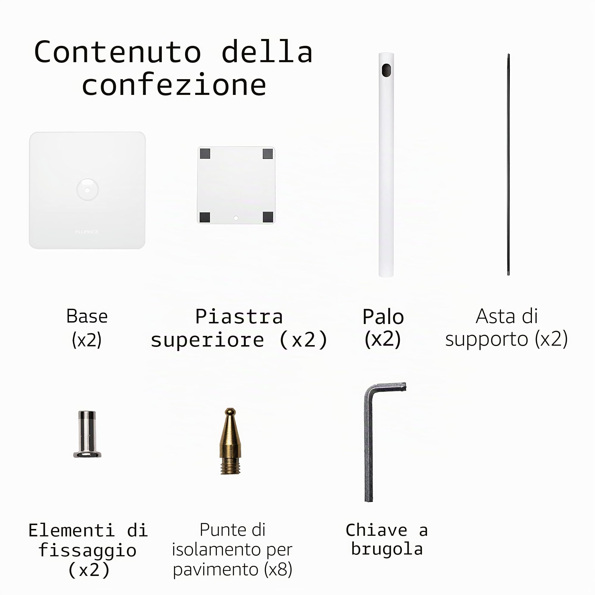 Coppia di supporti per altoparlanti Fluance con struttura robusta, punte da pavimento, piedini in gomma, gestione cavi e base quadrata – Bianco opaco (SS05SWH)