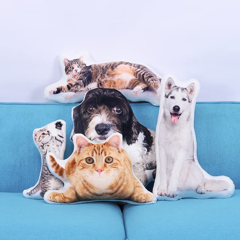 Personalisiertes Foto Haustier Kissen, Benutzerdefinierte Hund Katze Geformtes Kissen, 3D Wurfkissen Doppelseitiger Druck mit Bild, für Geburtstag, Weihnachten, Wohnkultur Geschenke, 32 inches/80cm