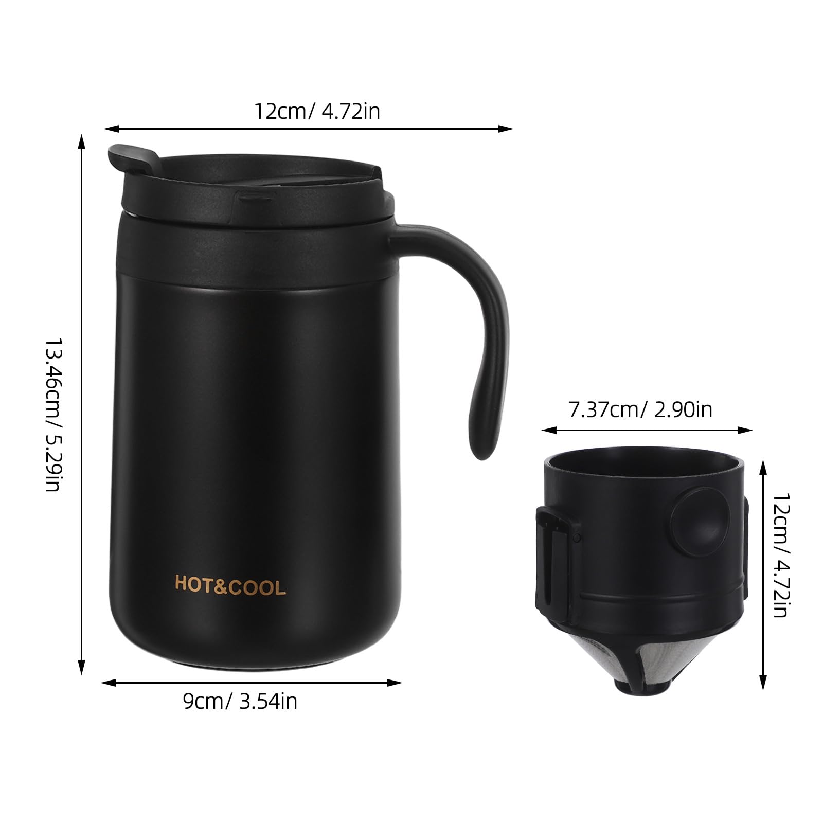 Tazza da Caffè Riutilizzabile in Acciaio Inossidabile Tazza Termica da Viaggio e Campeggio con Contagocce e Coperchio di Perdite da Viaggio per Preparazione di Bevande all Aperto