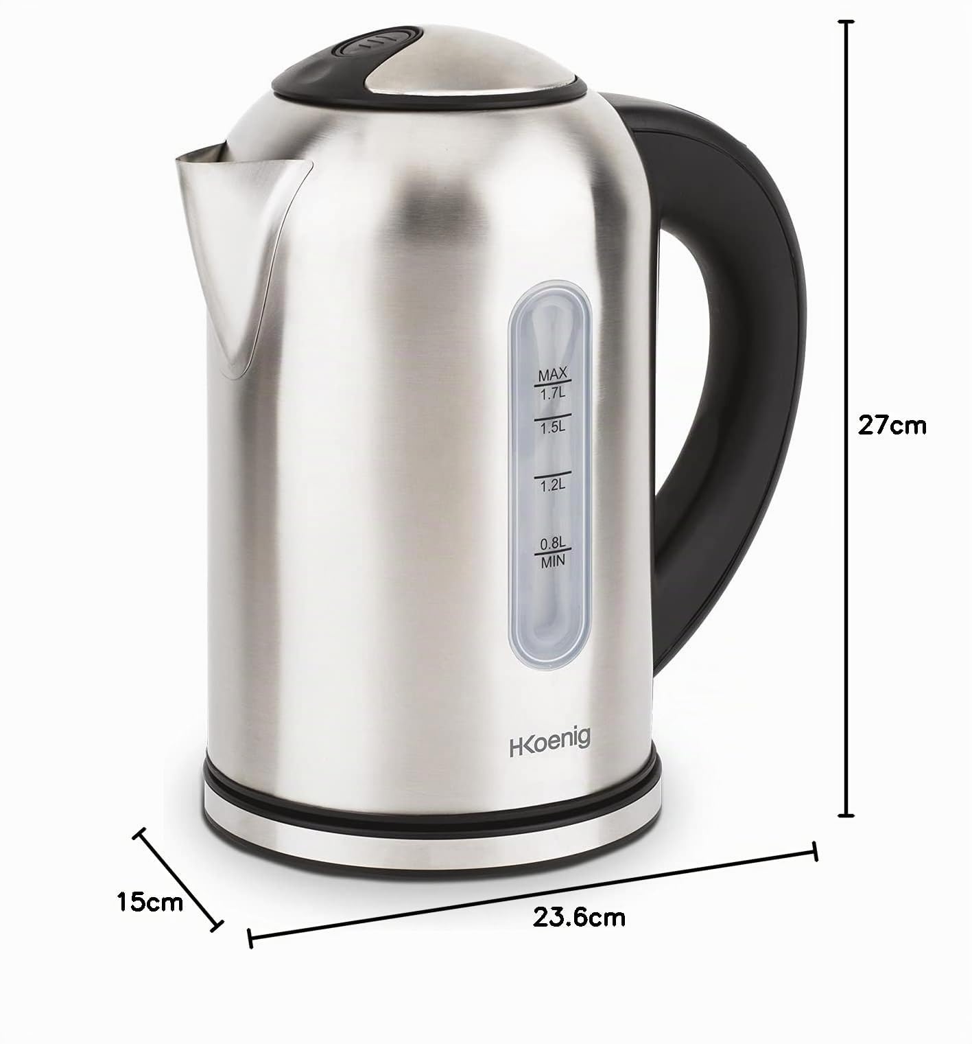 H.Koenig Bouilloire électrique programmable 1,7 L BOE50 Inox, Adaptable Thermostat réglable 40-100°C, Compacte, Ebullition rapide, Compacte, Maintien au chaud, 220W