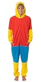 The Simpsons Costume Hooded Union Suit - Men's Simpson One Piece Character Costume Fleece Pajama Footless Sleeper