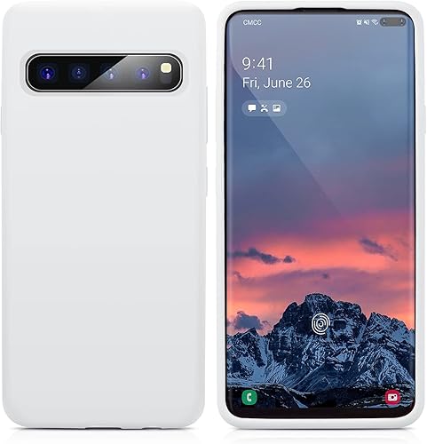 Miniatura 2 de E Segoi Diseñada para Galaxy S10 5G (solo versión 5G), funda de goma de gel de silicona líquida a prueba de golpes, cojín de forro de tela de