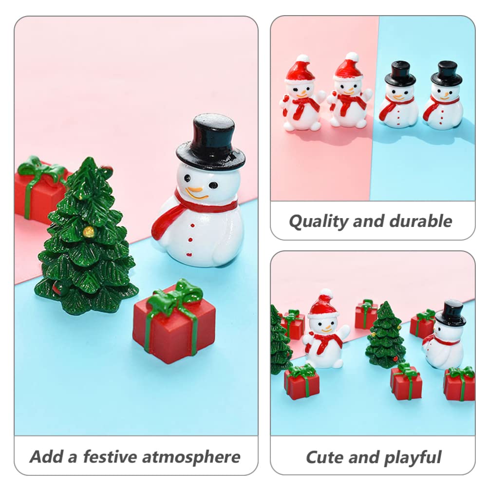 STOBOK Christmas Miniature Snowman: Christmas Tree Min Ornaments Resin Santa Snowman Figurine Xmas Accessories Party Favors Centerpieces 10pcs - Image 2