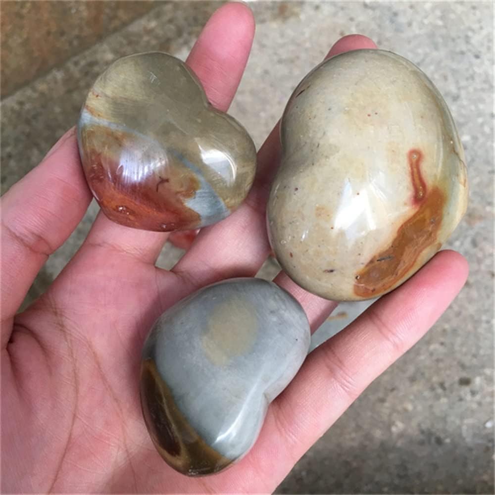瞑想の家 天然海石 半貴石 水晶 磨かれた 多色 ジャスパー 石 ハート (Color : Palm, Size : Approx