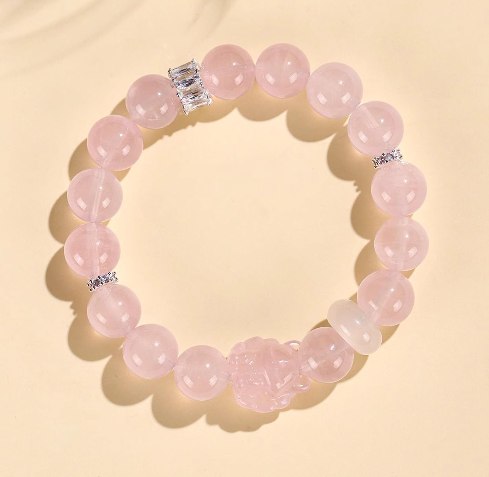 Pulseras de Cuentas de Cristal para Mujer, Ajustables y elásticas, con Piedras Preciosas Naturales, Ideales para cumpleaños, San Valentín y Navidad,White Phantom Quartz