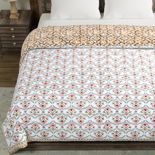Image of BLOCKS OF INDIA Hand Block Printed Cotton King Size Quilt /Rajai | Design 54