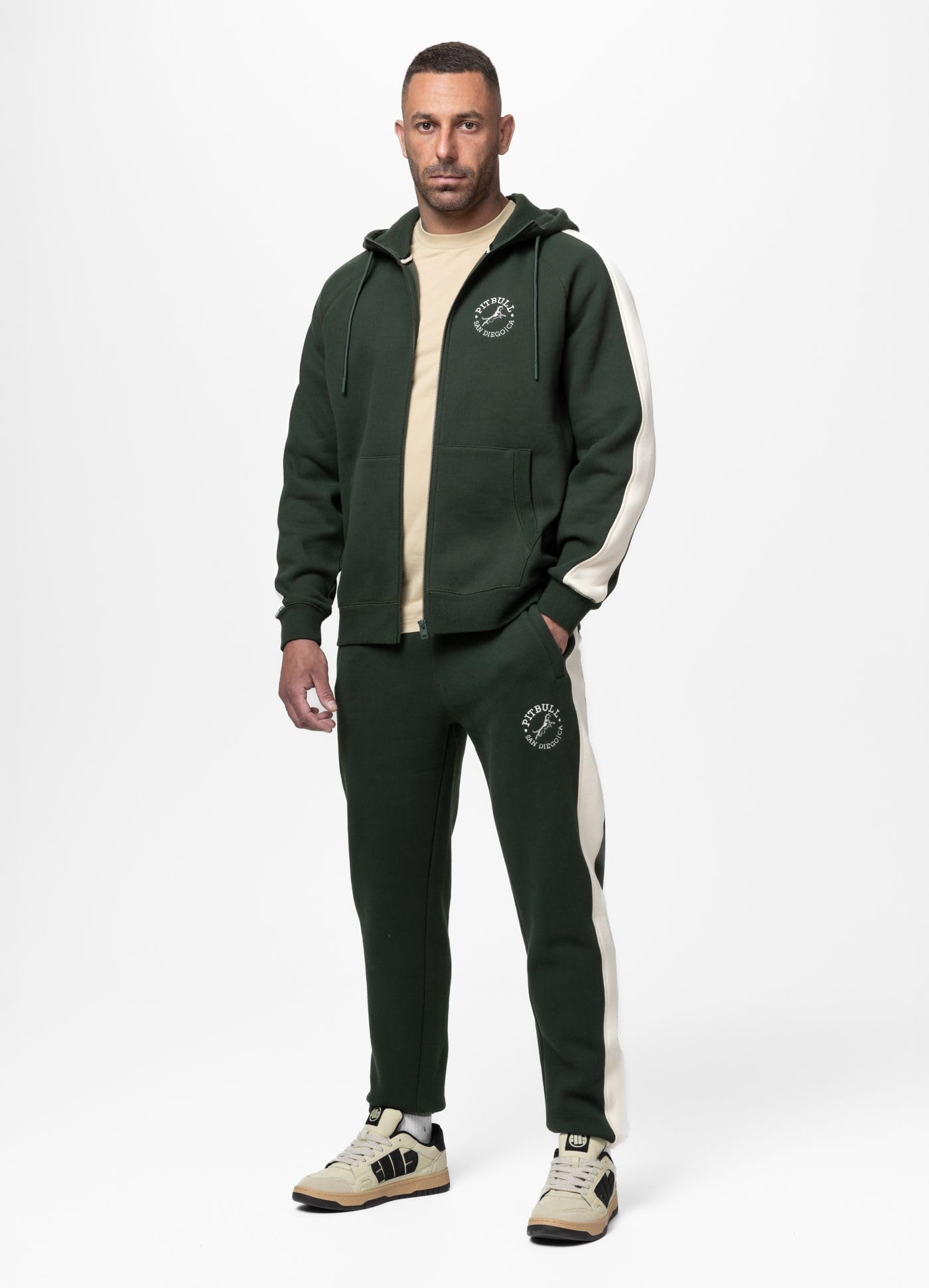 PITBULL Zip Hoodie SAN Diego CA Herren – Männer Kapuzenjacke Sweatjacke Baumwolle Polyester Mix, Regular Fit Trainingsjacke Freizeitjacke Sportjacke mit Taschen, Bequemer Hoodie mit Reißverschluss