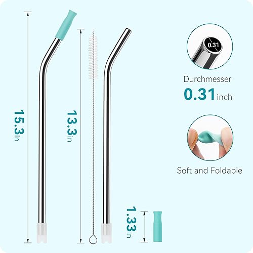 Miniatura 3 de Soledea Popote reutilizable de acero inoxidable de 40 onzas con puntas de silicona, combina perfectamente con el color de la copa Stanley de 40