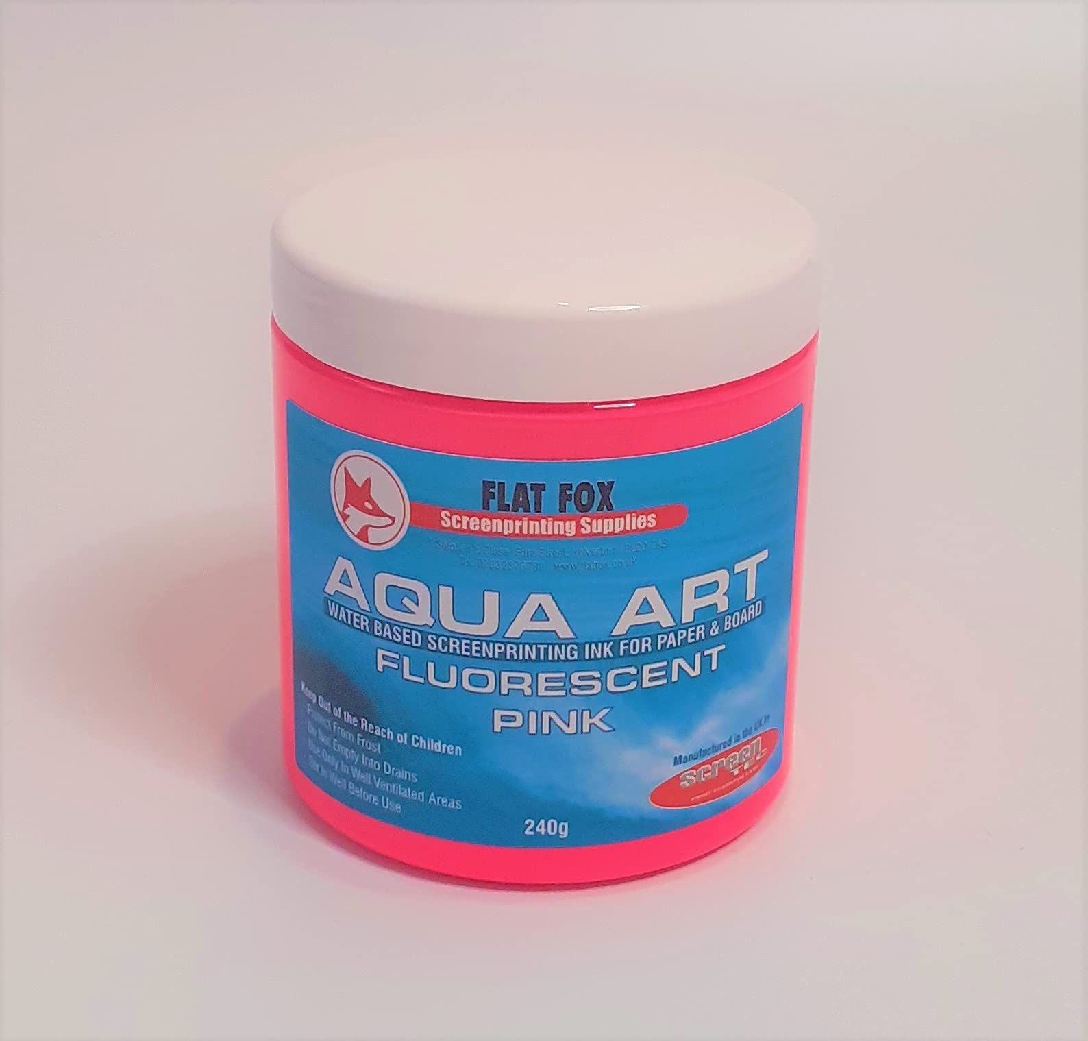 Aqua ArtScreen Printing Ink for Paper and Card (240g, Fluorescent Pink)