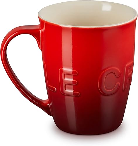 Le Creuset - Taza de cerámica extra grande de 20 onzas con logotipo, rojo cereza