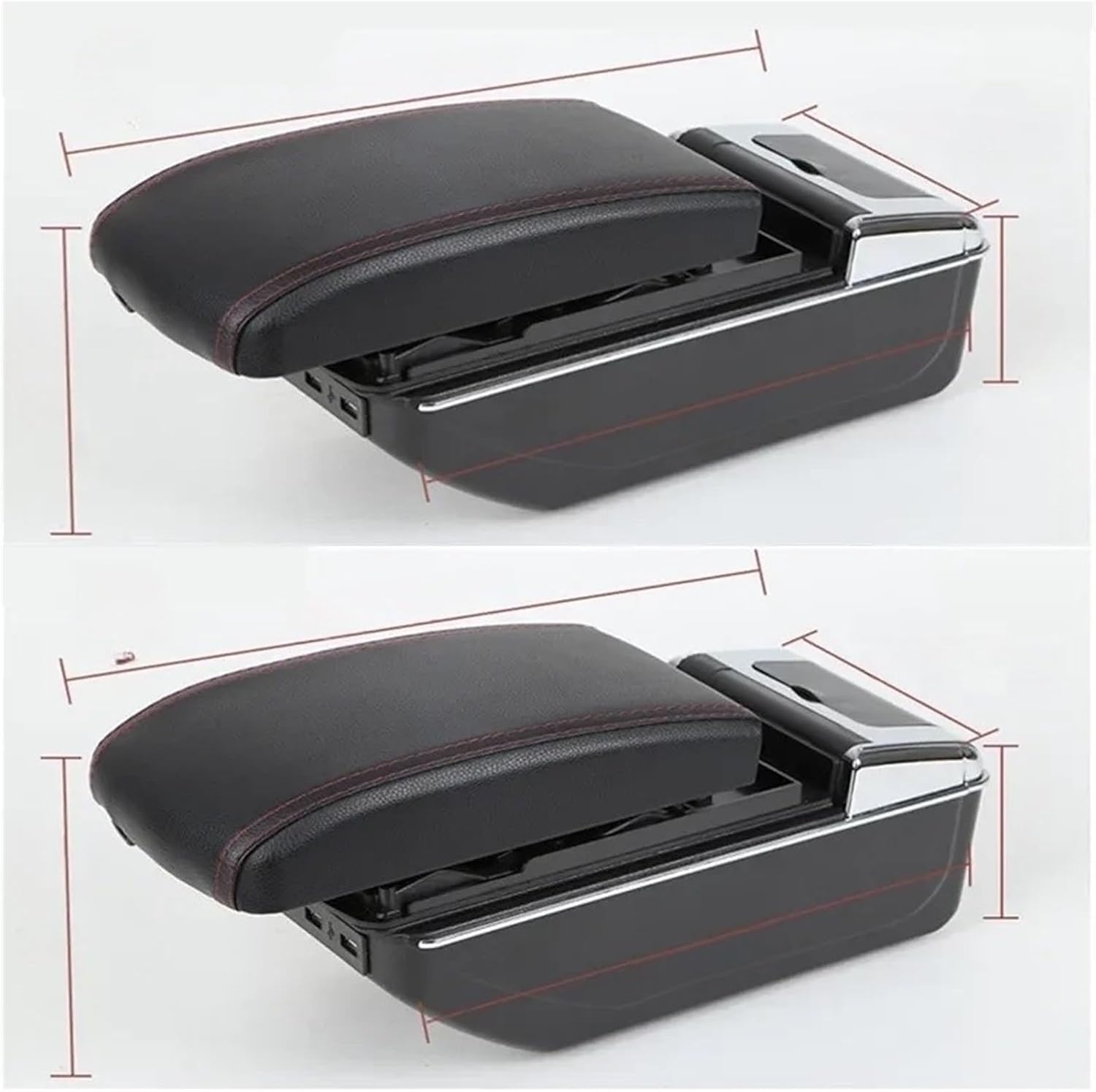 アームレストボックス シュコダ シティゴ/VW UP/シート Mii専用改造カーアクセサリー対応(C black line 7USB