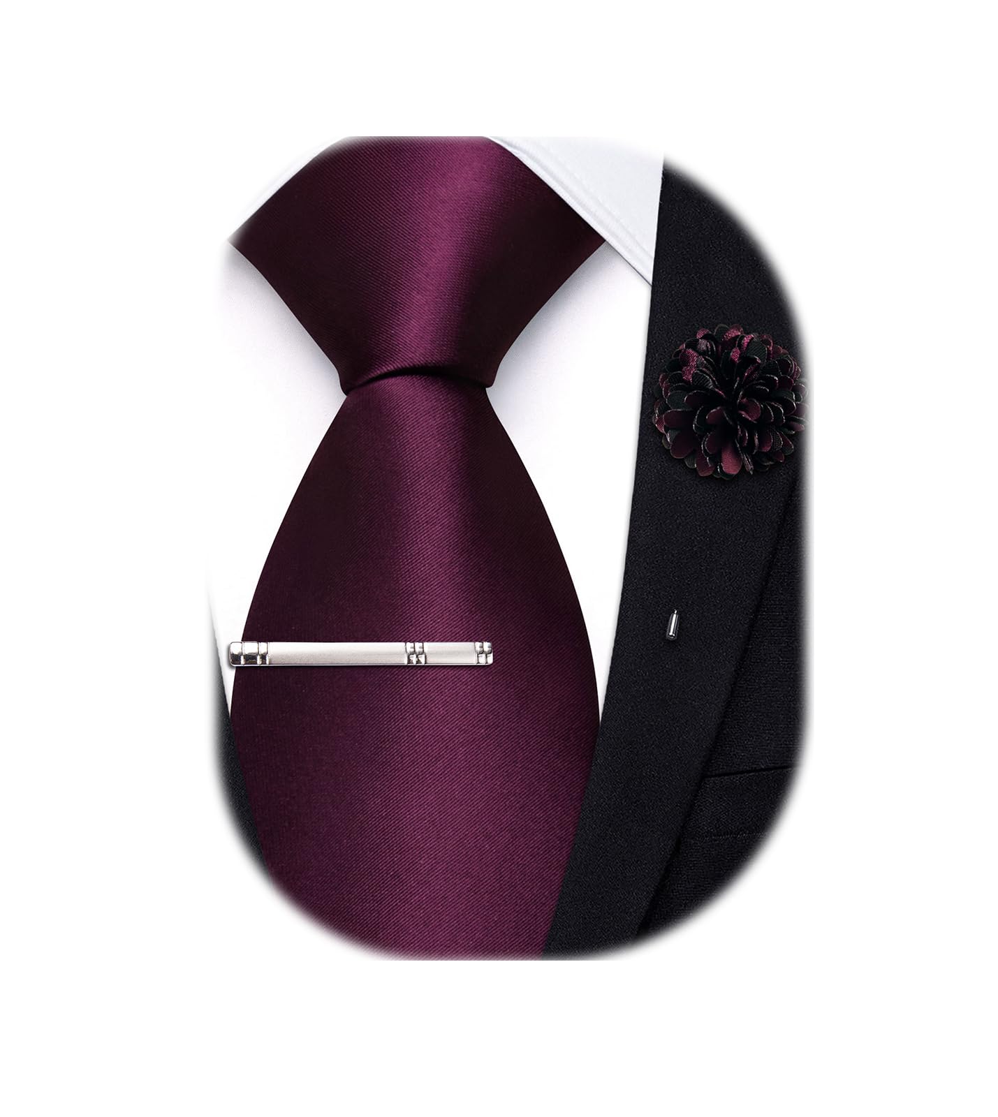 Hi-Tie Pretied Boys Ties Solid Color Kids Adjustable Necktie Lapel Pin Clip Set Age 8-12 Wedding School Graduation