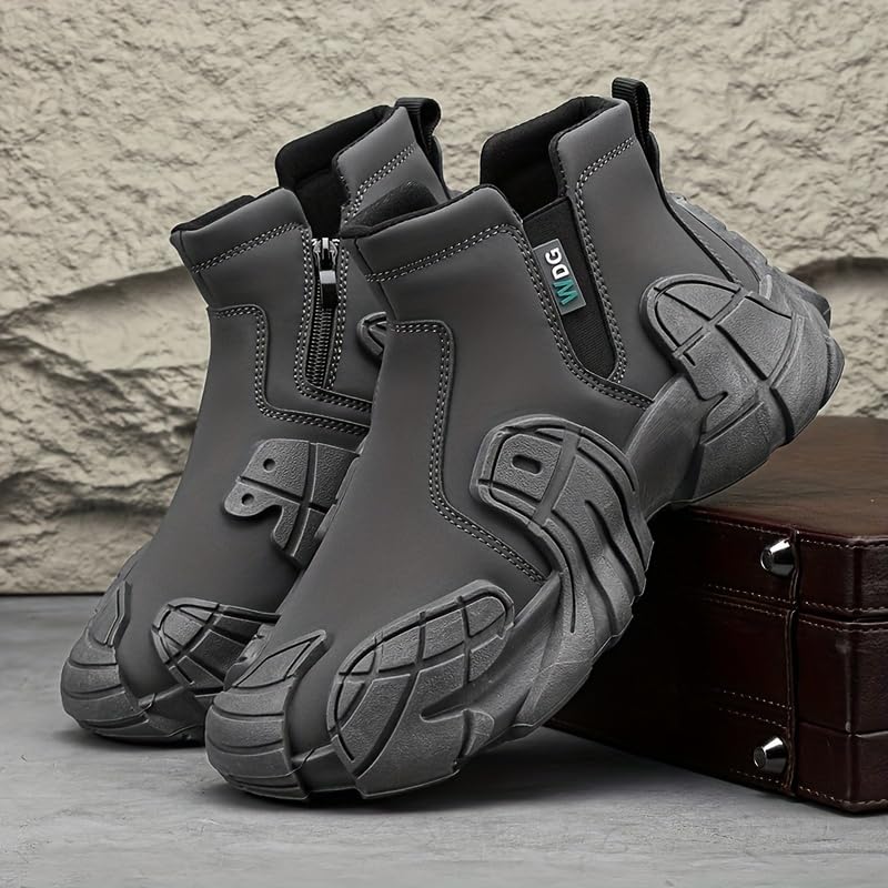 Men's Mid-Top Fashion Sneakers - Casual Sport Style, Solid Color, All-Season, Round Toe, for Running & Outdoor Activities2