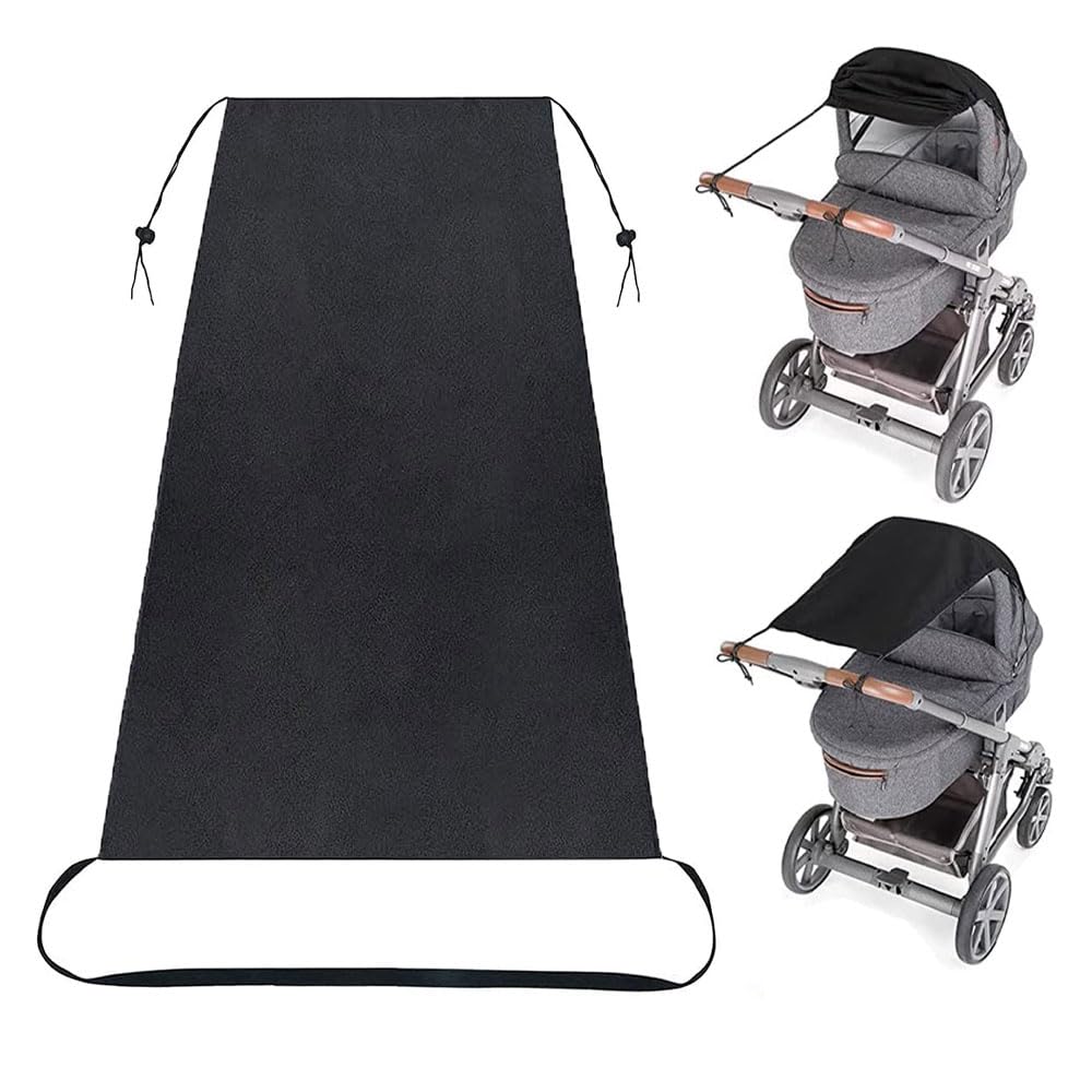 parasole ovetto Protezione UV 50+ parasole passeggino universale con custodia Regolabile ombrello per passeggino universale, Protezione solare efficace, leggermente impermeabile, Nero