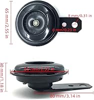 Vista 3 de Bocina eléctrica de uso general para motocicleta, altavoz redondo impermeable, bocina pequeña montada en vehículo (12V 1.5A 105dB) + enchufe
