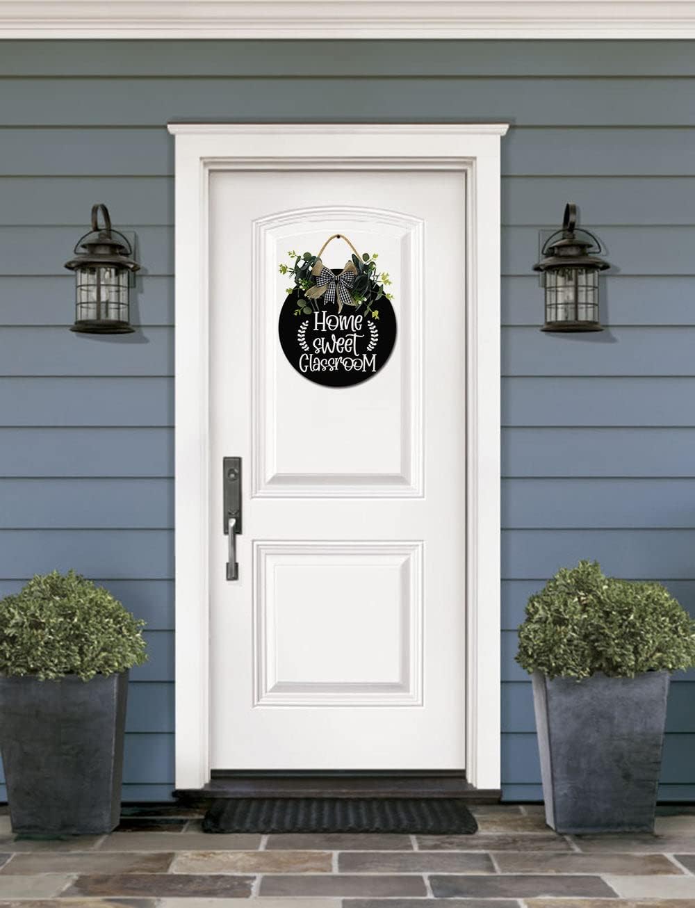 Home Sweet Classroom Sign for Front Door, Decor for Farmhouse Porch Decorations, Round Wooden Hanging Sign Housewarming Gift for Home Outdoor Indoor, 12In