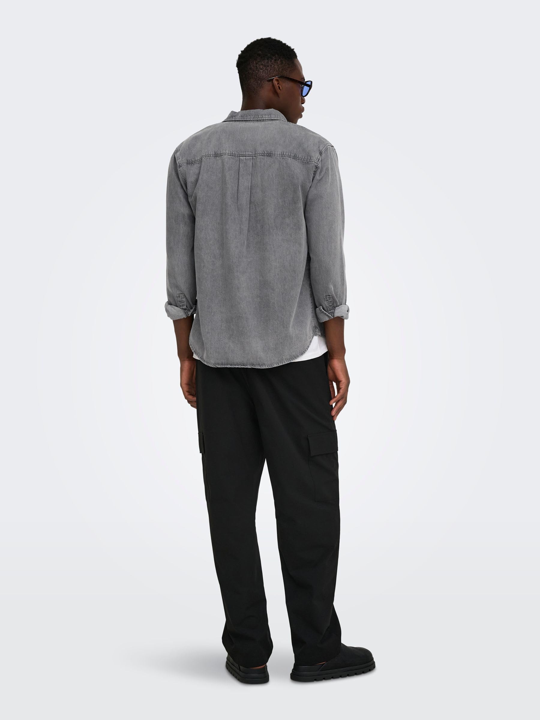 Only & Sons Onsorson Regular Yfm DNM Shirt Noos, Denim Grigio Chiaro, XL Uomo