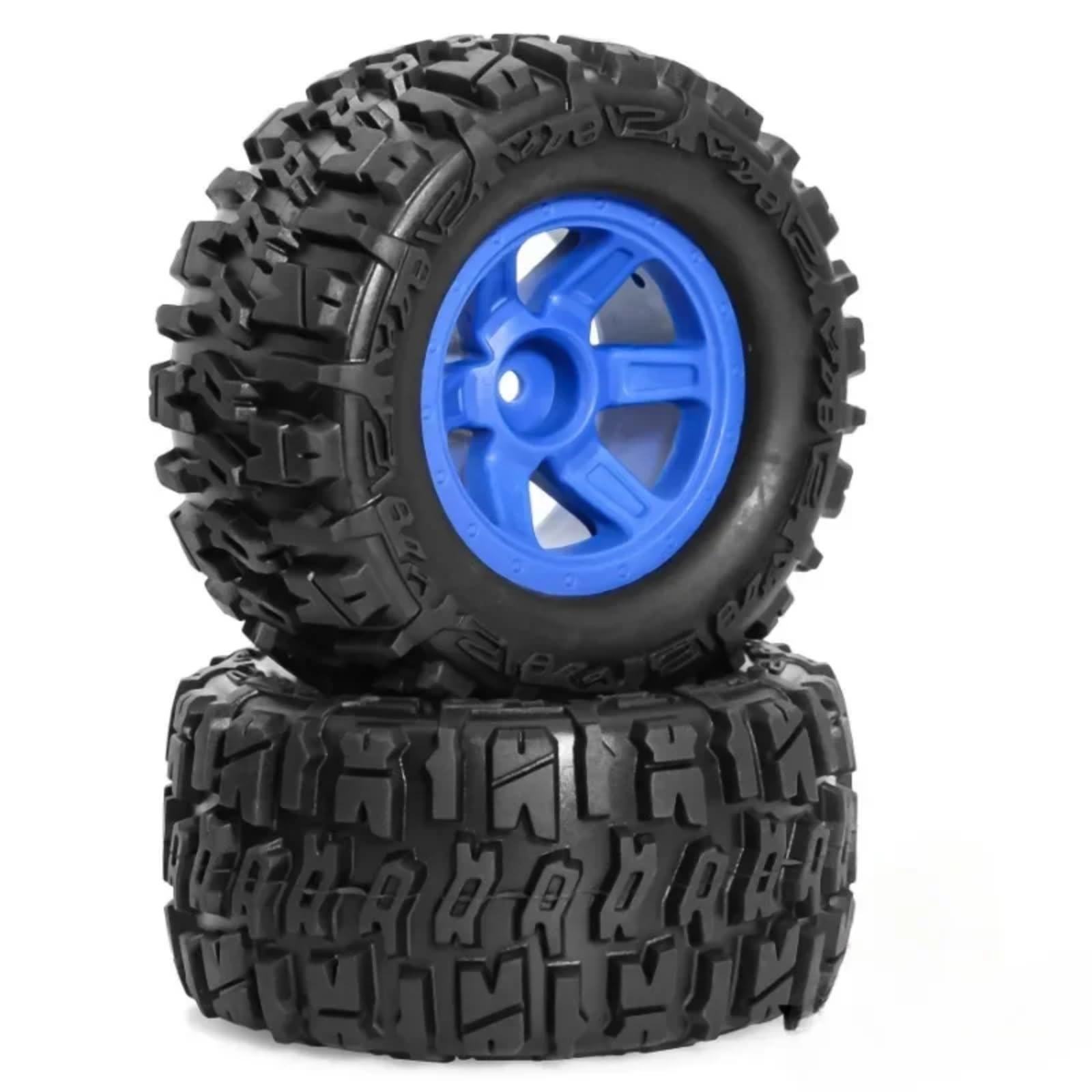 Ruota Pneumatici Monster Per Traxxas Per E-Revo Per MJX 16207 16208 1/16 | Parti auto RC con pneumatici in gomma monster truck 90mm trazione stabile su piste sterrate ghiaiose(Blue)