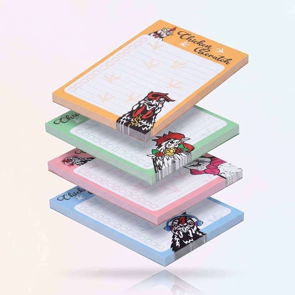 4 Pads Chicken Cute Sticky Notes 4x6 Funny Post it Notes Animal Stationary