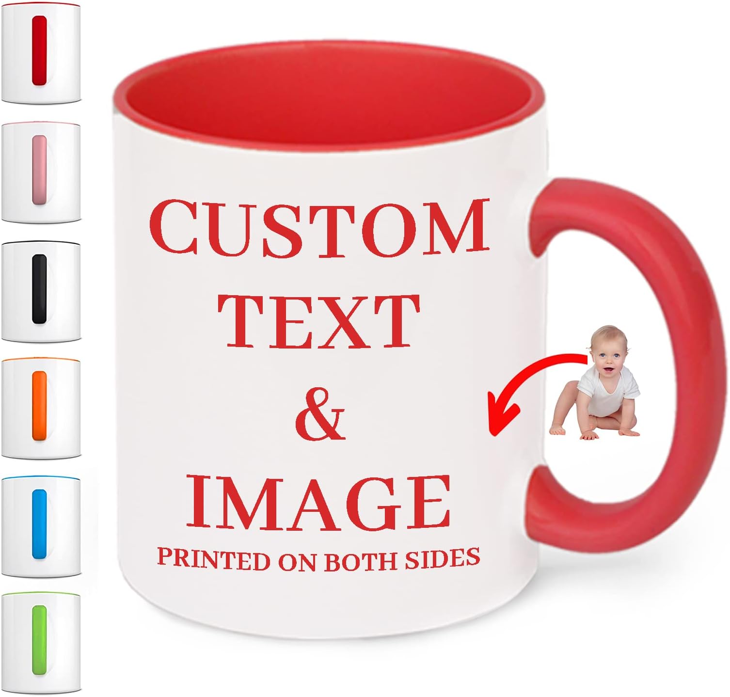 Custom Coffee Mug 11 Oz with Text and Photo, Personalized Mug Gifts for Christmas, Valentine’s Day, Mother’s Day Red