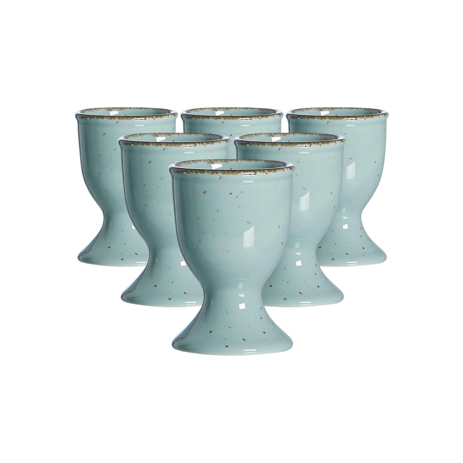 Ritzenhoff & Breker Eierbecher -Set Casa 6-teilig, 5X 7 cm, Mix & Match-Geschirr mit Vintage-Look, Spülmaschinenfest & Mikrowellengeeignet, Porzellan, Blau
