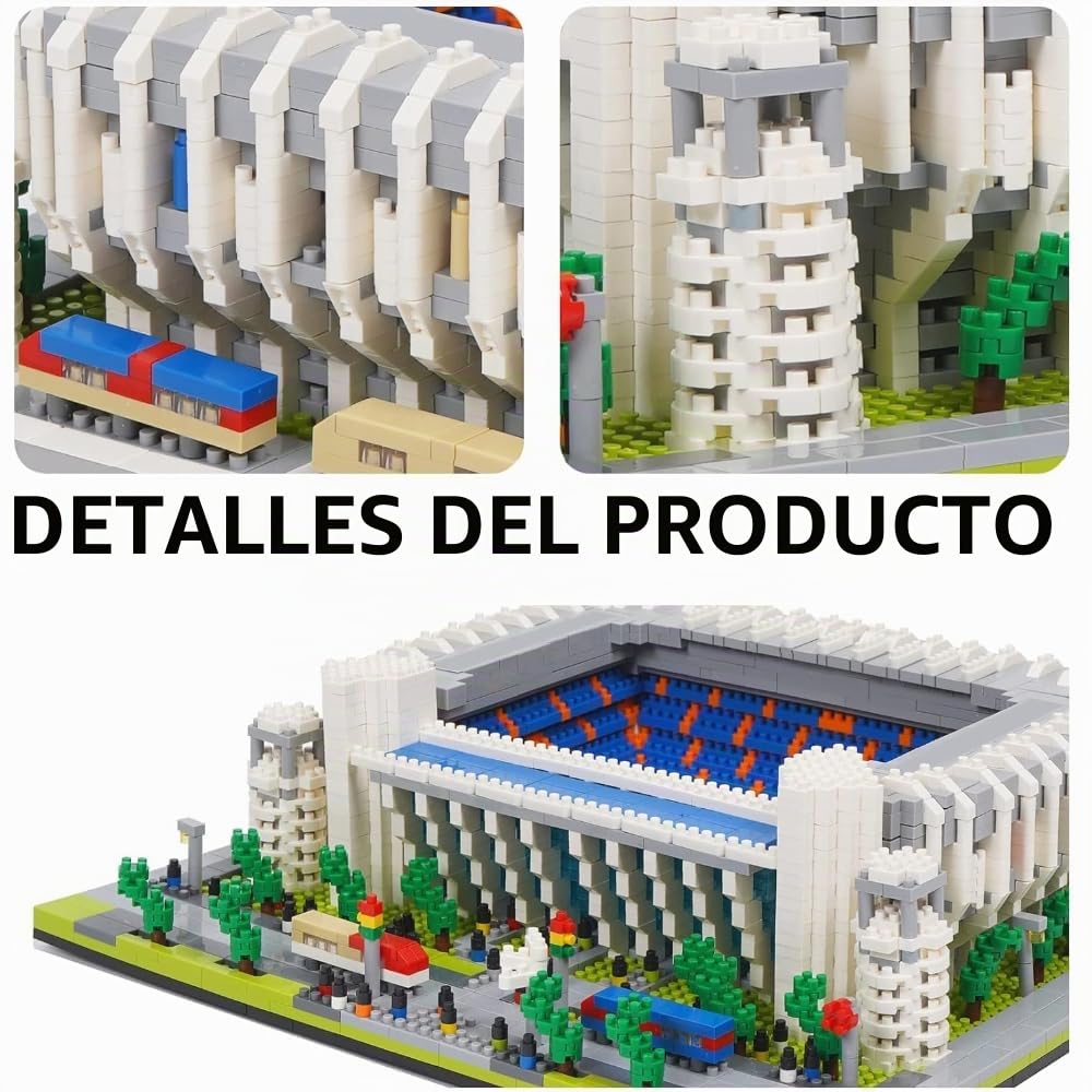 JEMPET Modelo de Estadio de Fútbol de Rompecabezas 3D para Armar con Nano Bloques - Más de 4000 Piezas (Bernabéu)