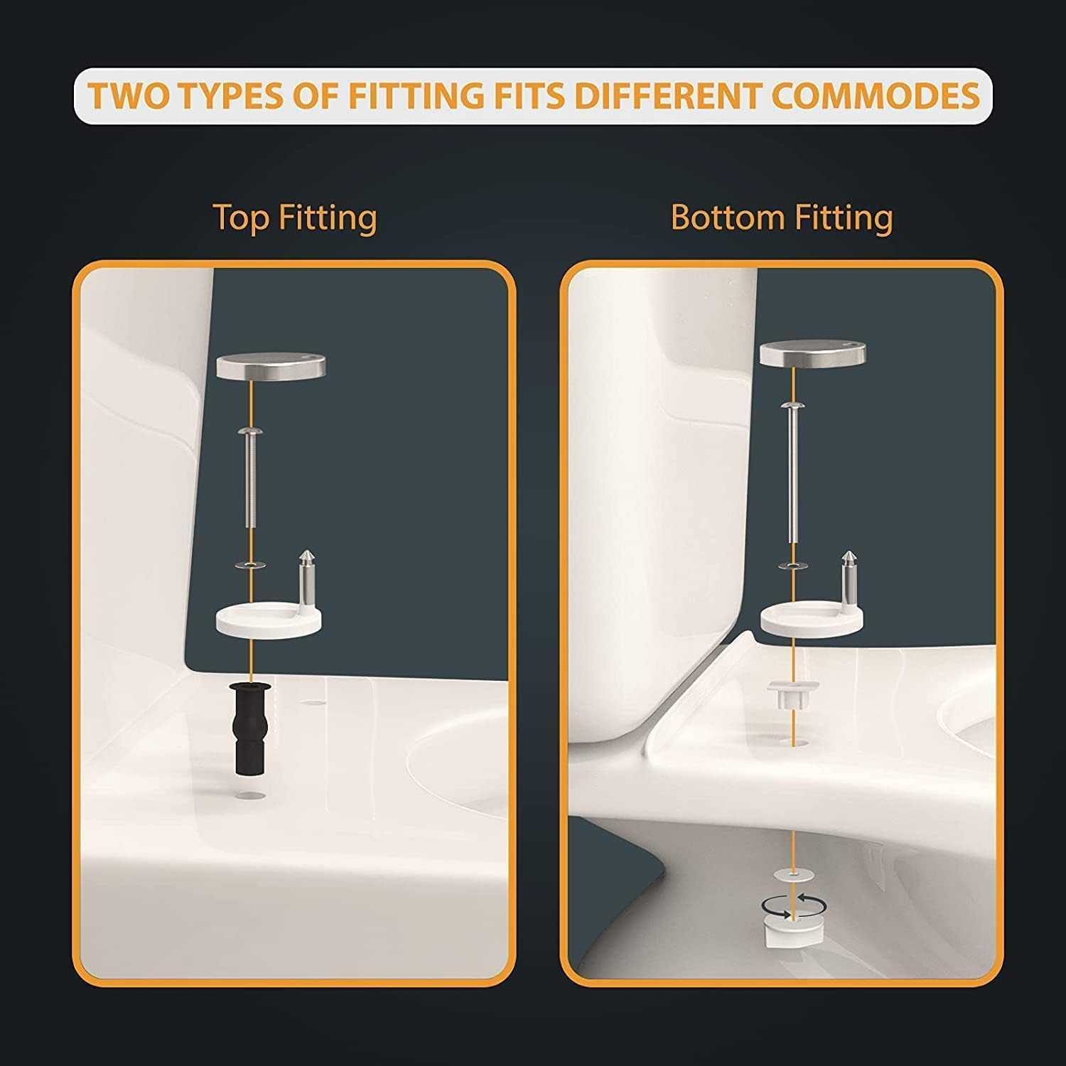 Soft Close Toilet Seat Cover Loo Seat Quick Release to Easy Cleaning Durable Plastic Material Easy Installation with Dual Fixing & Adjustable Hinges Standard Size WC White - Image 3