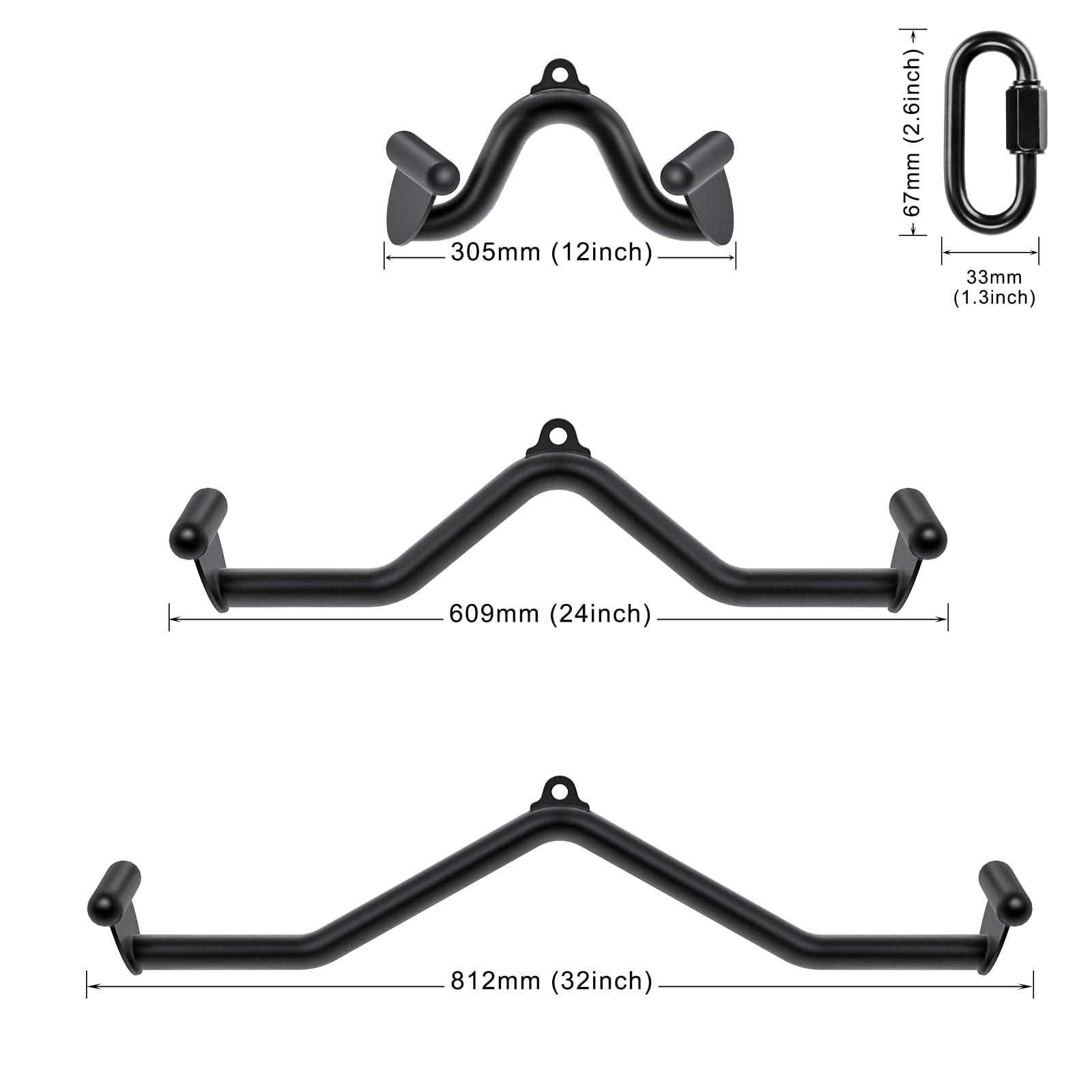 Kipika LAT Pull Down Bars Cable Machine Attachment, Rowing T-Bar V-Bar, Back Strength Training Handle Grips for Cable Machine Rowing Machine, 12'' 20'' 24'' 28'' 32'' Five Sizes'