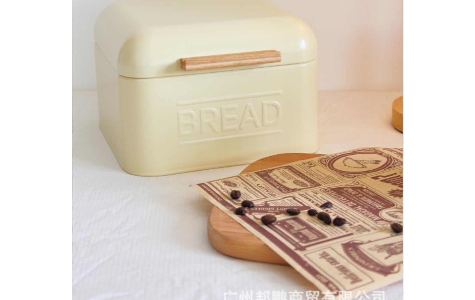 Vintage Bread Box Storage Bin Roll Top Grigio Chiaro Piccolo