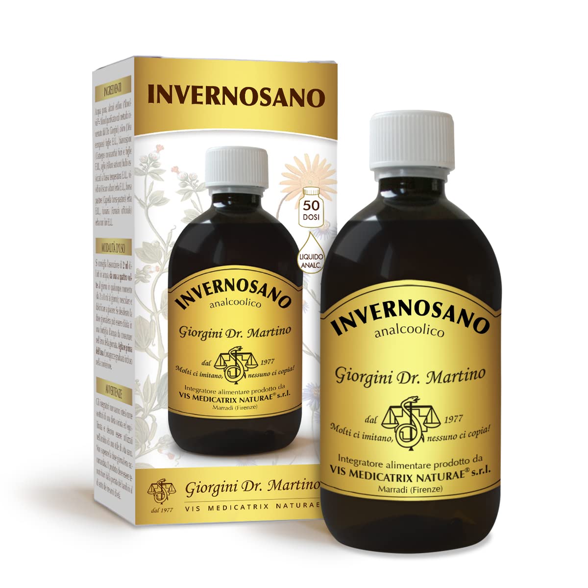 Dr Giorgini INVERNOSANO Liquido Analcoolico - 500 ml -(Integratore Alimentare con Estratto di Sambuco, Zinco, Rame e Vitamina C)