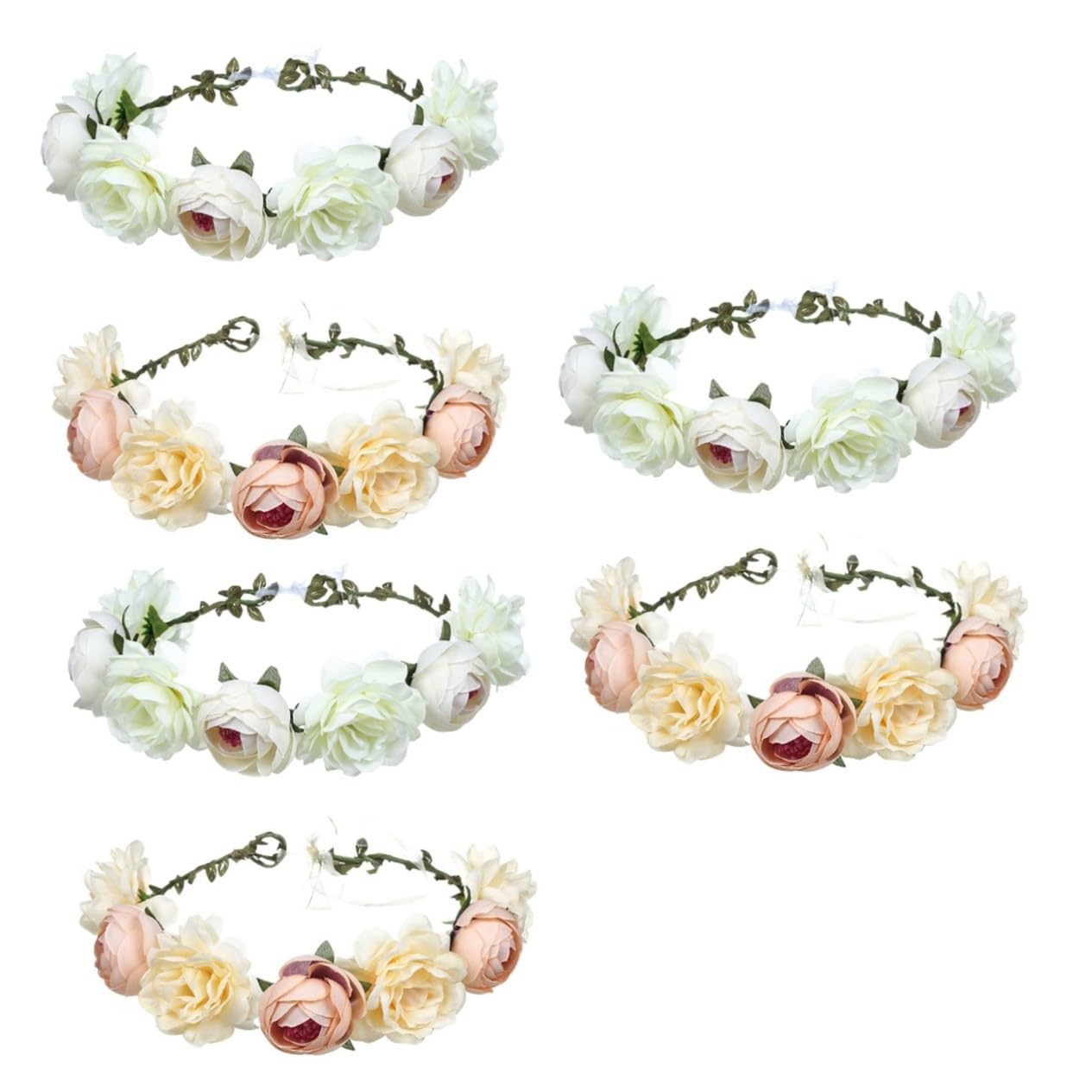 VICASKY 6 Pezzi Fascia Artigianale per Ragazze Coroncina Simulata Bianca e Arancione Accessorio per Matrimoni e Feste