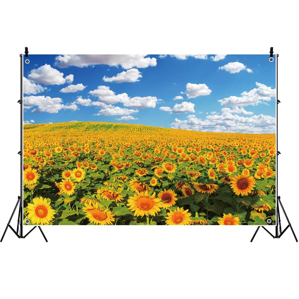 Amazon | Qinunipoto ひまわり 背景布 夏の風景撮影布 1.5x1m 夏の花