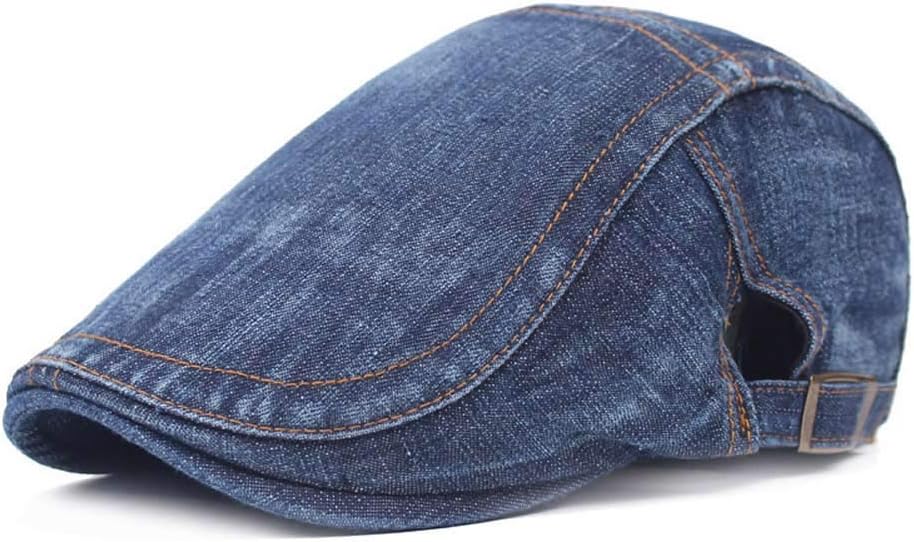 Quanhaigou Unisex Denim Newsboy Hats Flat Ivy Gatsby Cabbie Driving Berets Hat Cotton Dad Cap for Men Women