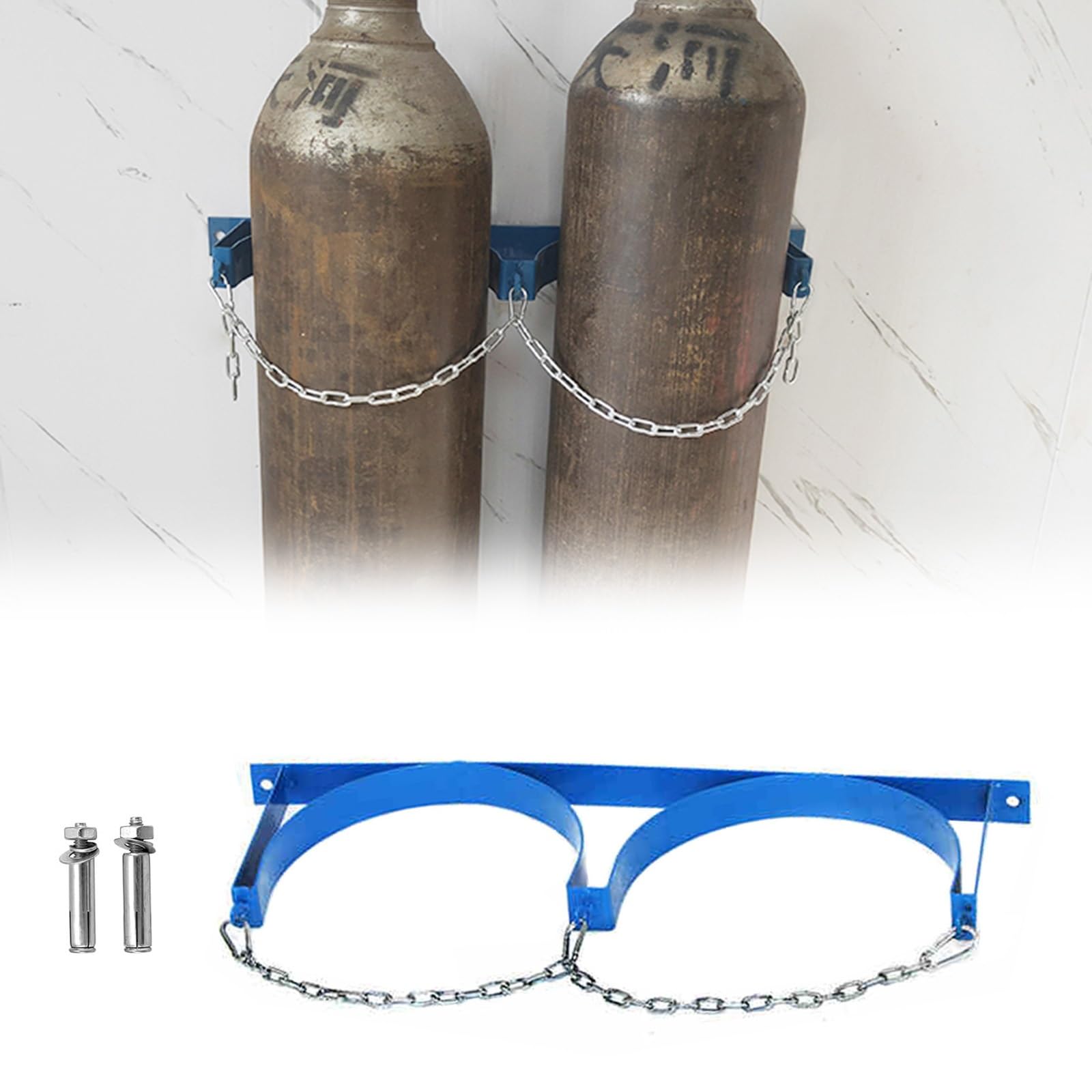 GHHVFEC Oxygen cylinder rack,Wall-Mounted Steel Gas Cylinder Rack for 40/50L Fire Extinguisher & Nitrogen/Argon/Hydrogen – Durable Organizer Shelf with Screws (10.6in/27.2cm, 1 pc)