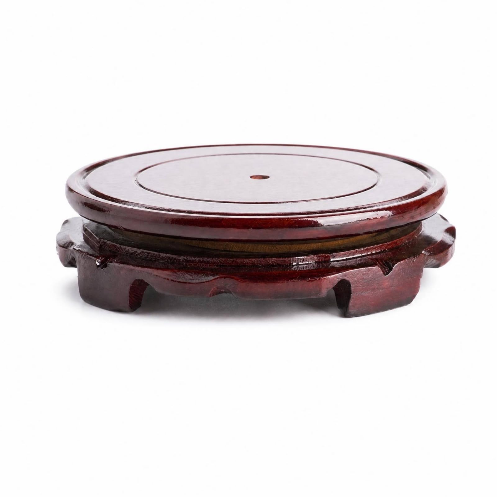 Présentoir rotatif rouge en bois robuste de 26 cm pour objets d'art