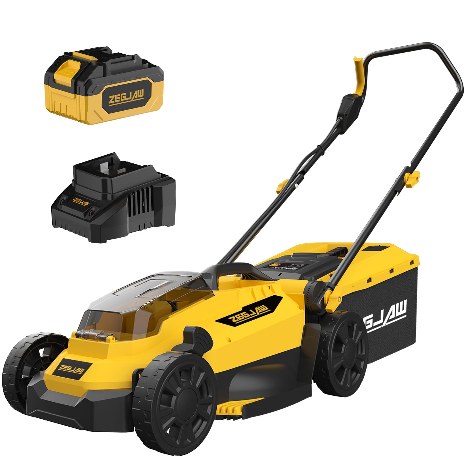 Photo 1 of ** sold as is no refund/return**  ZEGJAW Lawn Mower Cordless,13-Inch 20V Electric Lawn Mower with 4.0Ah Battery and Charger, 2-in-1 Electric Mower with 5-Position Height Adjustment
