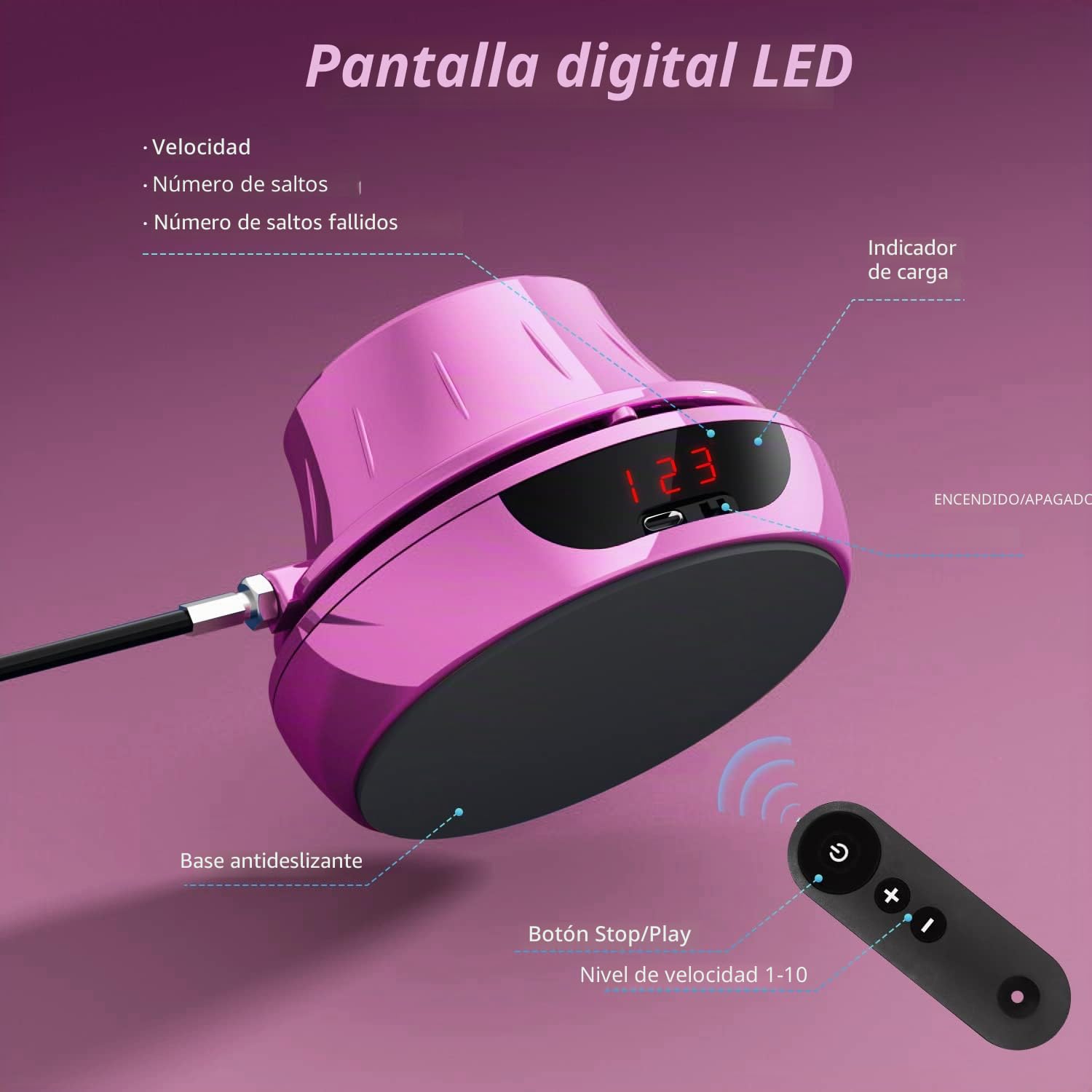 LEJIEYIN Cuerda de Saltar Recargable Cuerda de Saltar Entrenamiento con Multi Usuarios juntos Ajustable 1-10 Nivel de Velocidad con Mando a Distancia Máquina de Saltar Cuerda Contador Adecuado para Mujeres/Hombres/Niños......