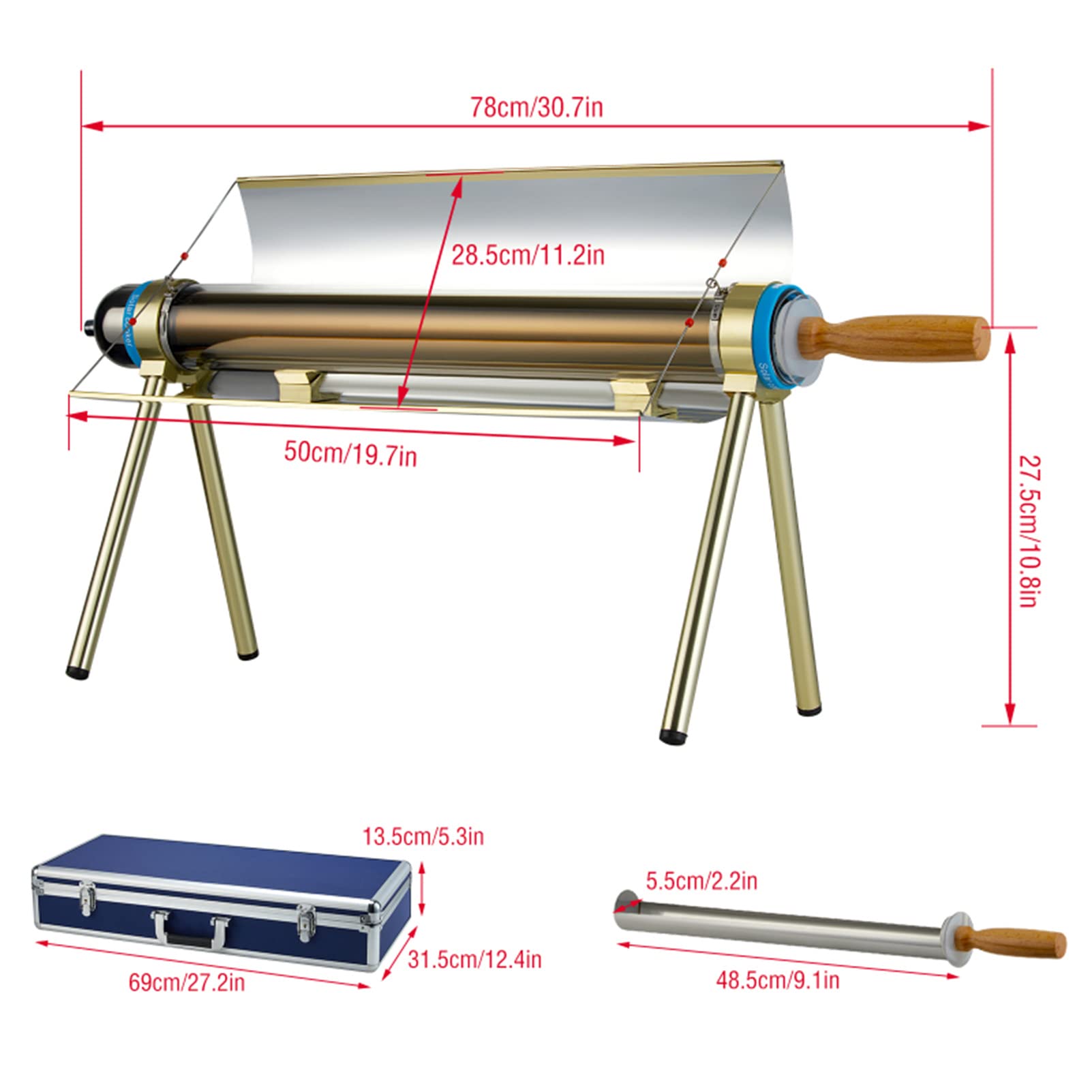 RSGK Parrilla Solar para Acampar, Horno Solar Multifuncional Estufa Portátil Utensilios De Cocina para Acampar Y Equipo De Supervivencia, para Mochileros Y Caminatas