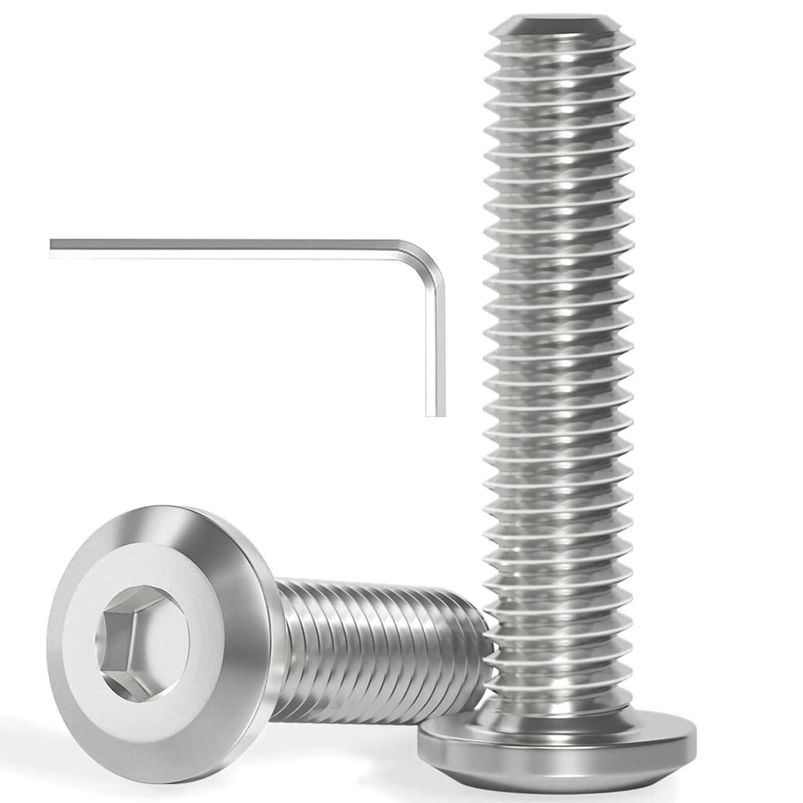Wavanta M6 Bolts, M6 x 25mm Flat Head Hex Socket Cap Screws Bolts, Full Thread A2 304 Stainless Steel Screws with Hex Key