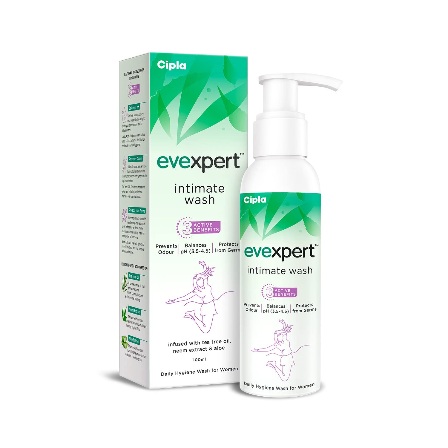 Health Evexpert Intimate Wash, 100ml | | Intimate wash for women| Hygiene & care for private parts| Infused with natural ingredients Tea Tree Oil, Neem