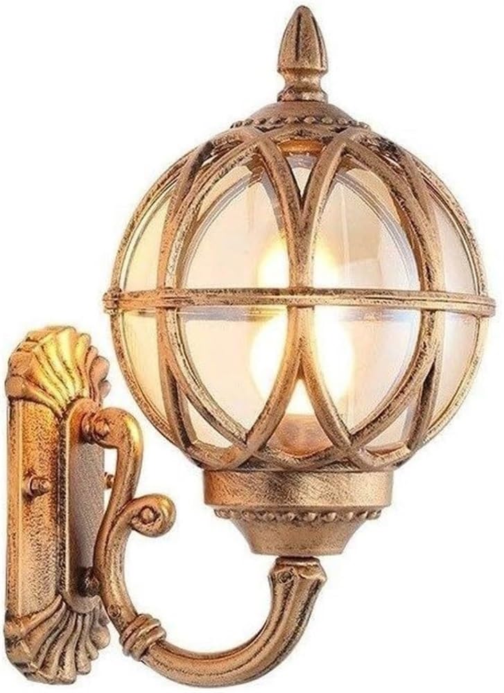 HXYSXHJUO Retro Outdoor Globe Wall Lamp Landscape Antique Waterproof Light Ball Garden Fence E27 Sconce for Villa Courtyard Balcony Foyer Entrance Corridor