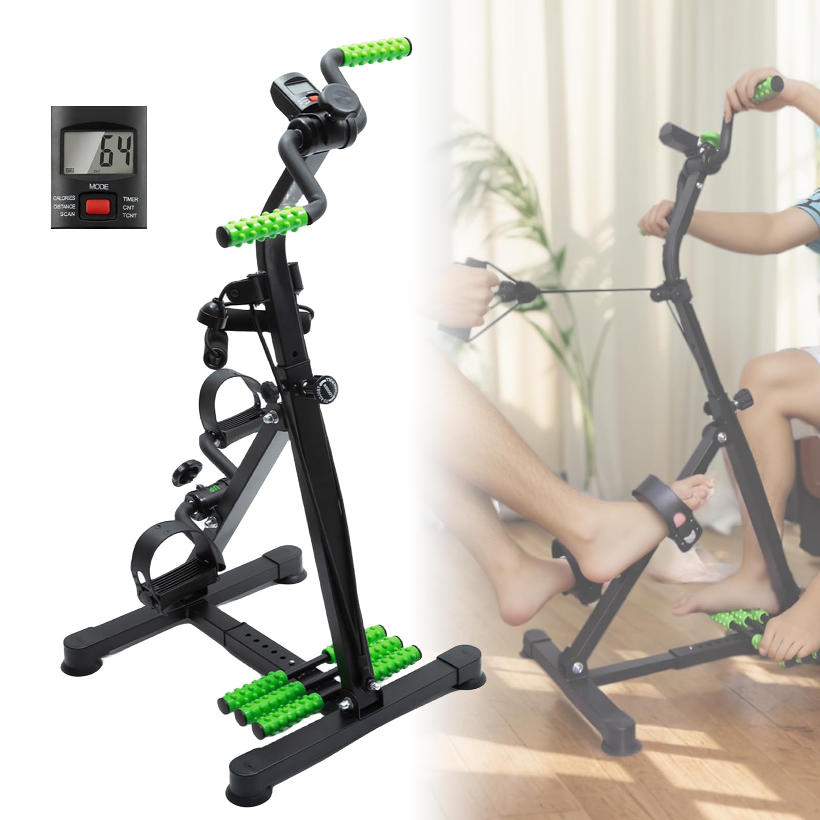 GeRRiT Pedal Exercise Bike for Seniors, Home Exercise Equipment for ElderlyHand Arm Leg and Knee Fitness Machine with Massage, LCD Monitor.