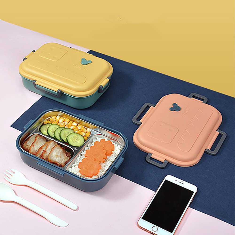 Caja Bento para Adultos para Niños, Fiambrera PP De Acero Inoxidable Creativa Y Simple, La Moda De 3 Rejillas Se Puede Utilizar para El Picnic De Trabajo Escolar