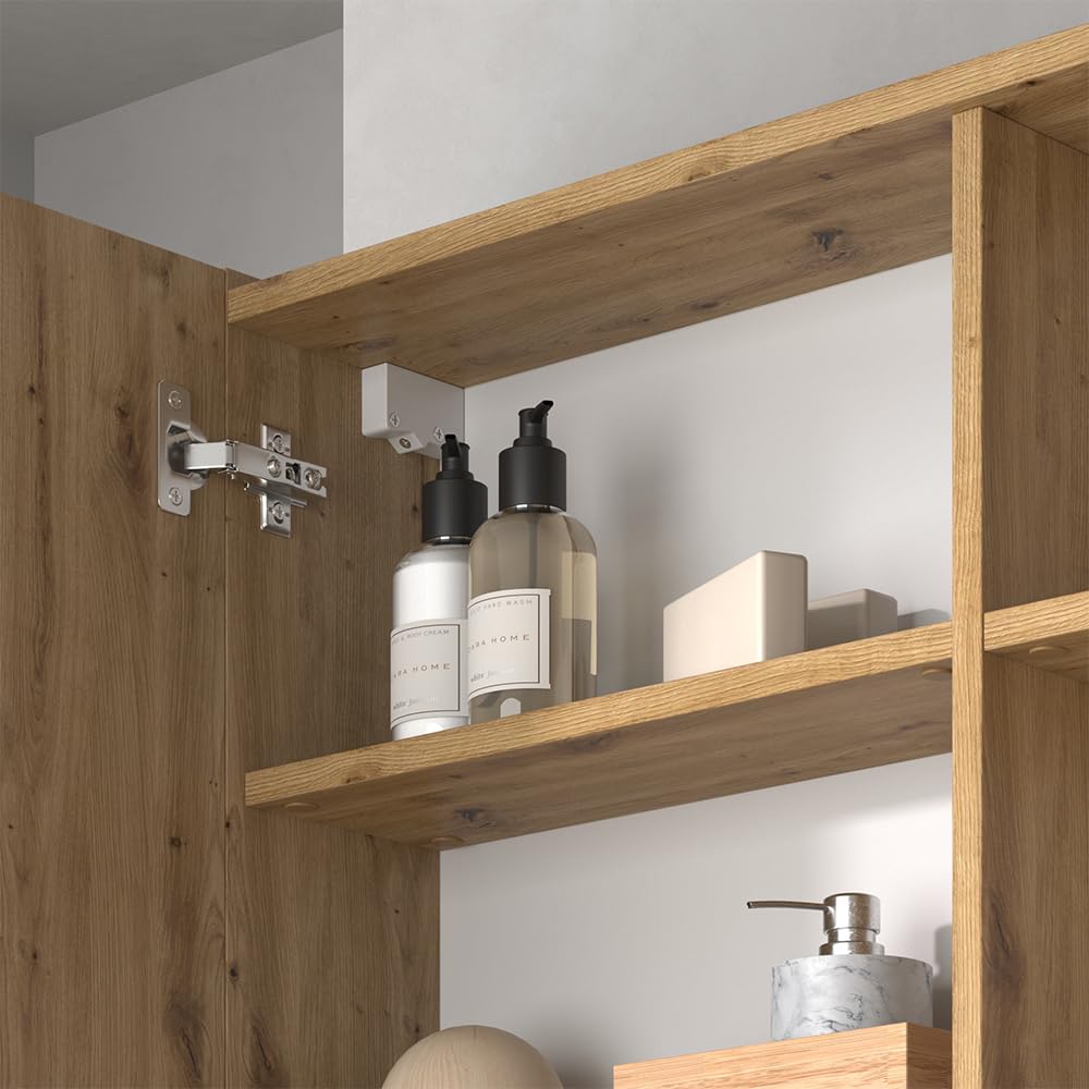 Vicco Conjunto de Muebles de baño Edelin, Antracita/Artisan, 100 cm | compuesto por espejo de baño y mueble bajo lavabo