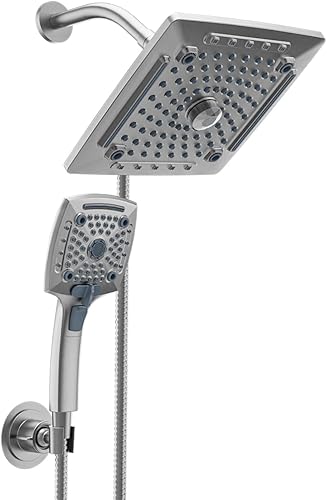 Miniatura 1 de ELLO&ALLO Cabezal de ducha de lluvia con rociador de mano, combo de cabezal de ducha de lluvia con manguera de 60 pulgadas, juego de cabezal de