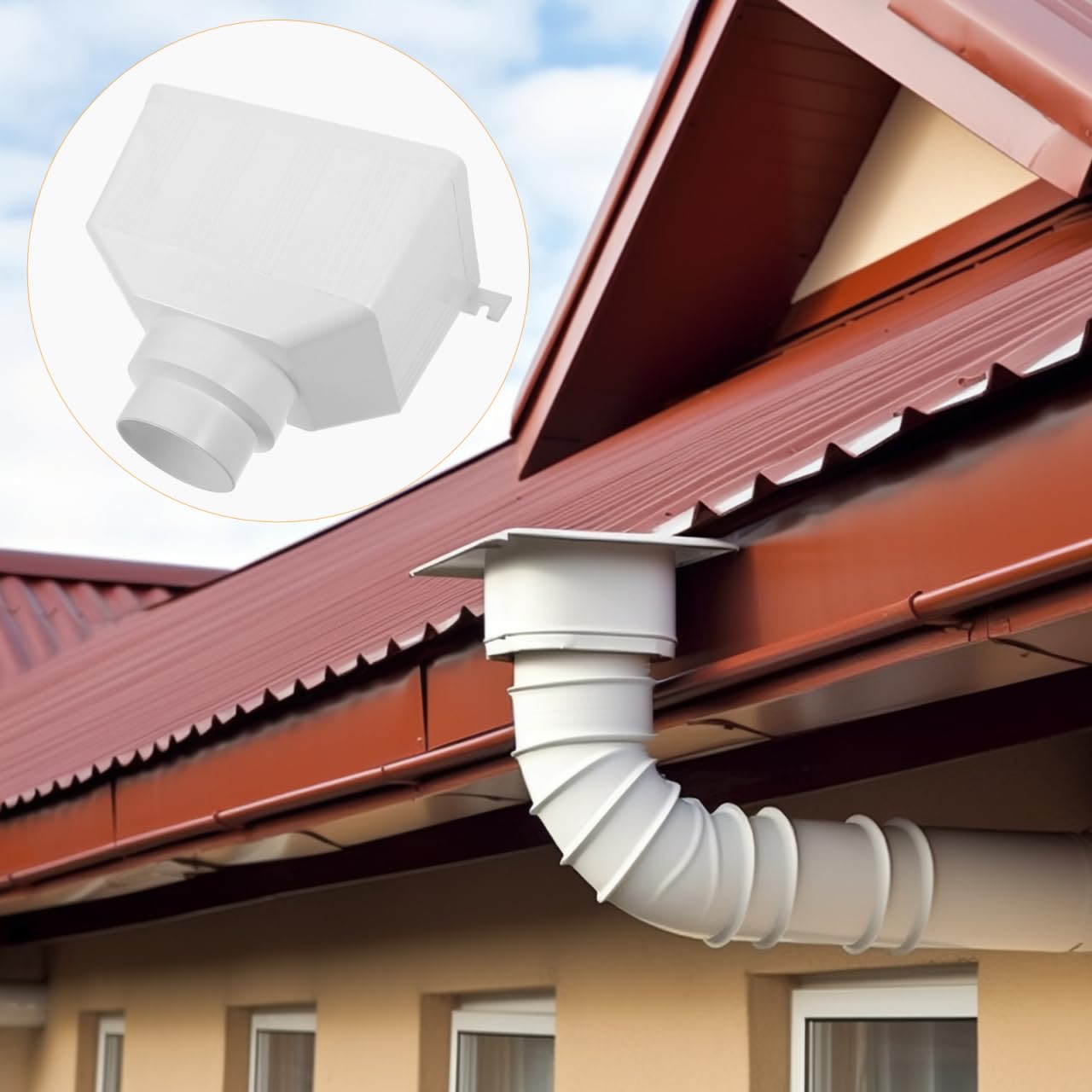 Housoutil Conector De Drenaje De Bajante Pvc 10.4X8.3 Pulgadas Adaptador Para Canalón De Agua De Lluvia Exterior Accesorios De Canalones Para Jardín